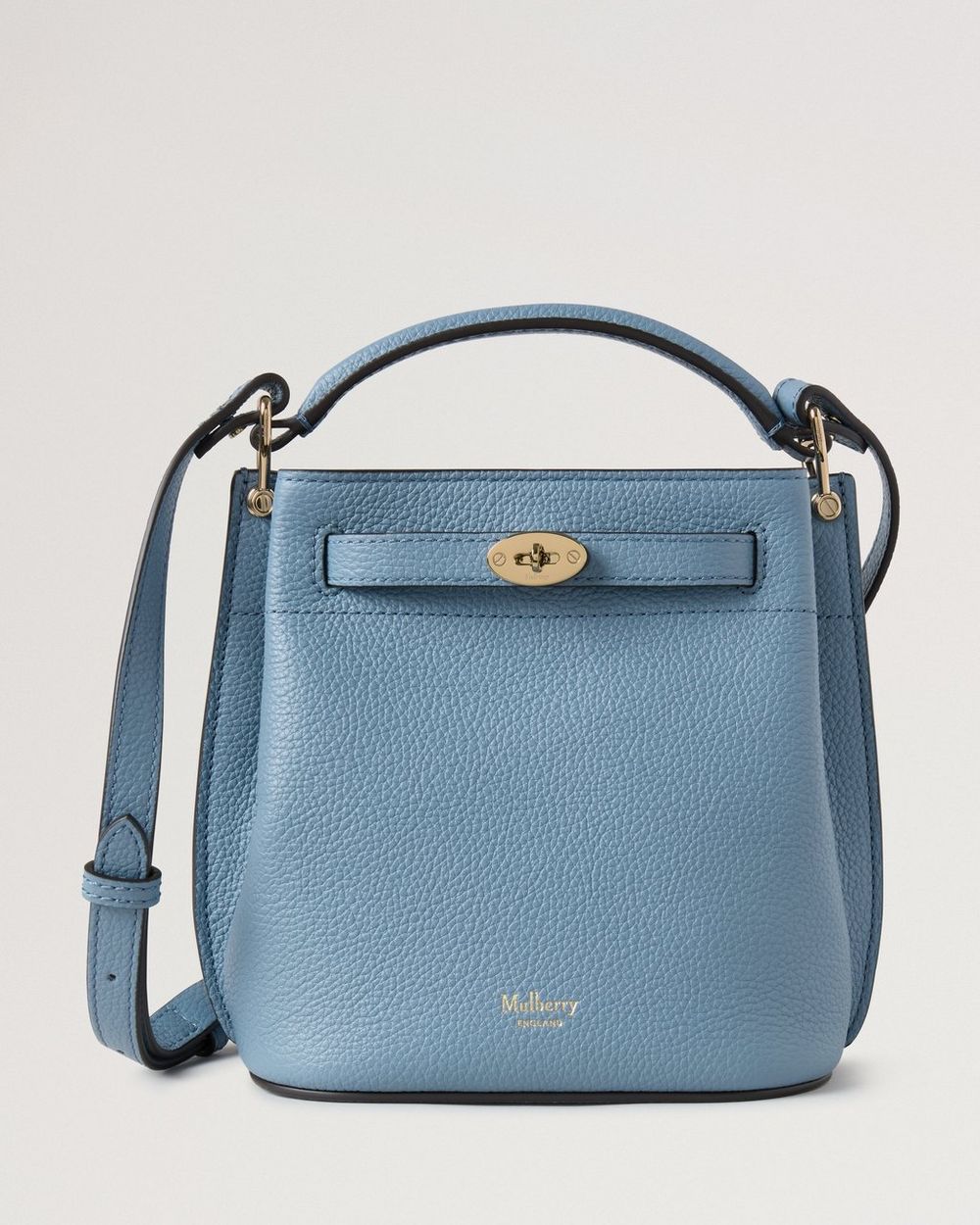 Mulberry | Mini Islington Bucket - Brighton Blue Small Classic Grain
