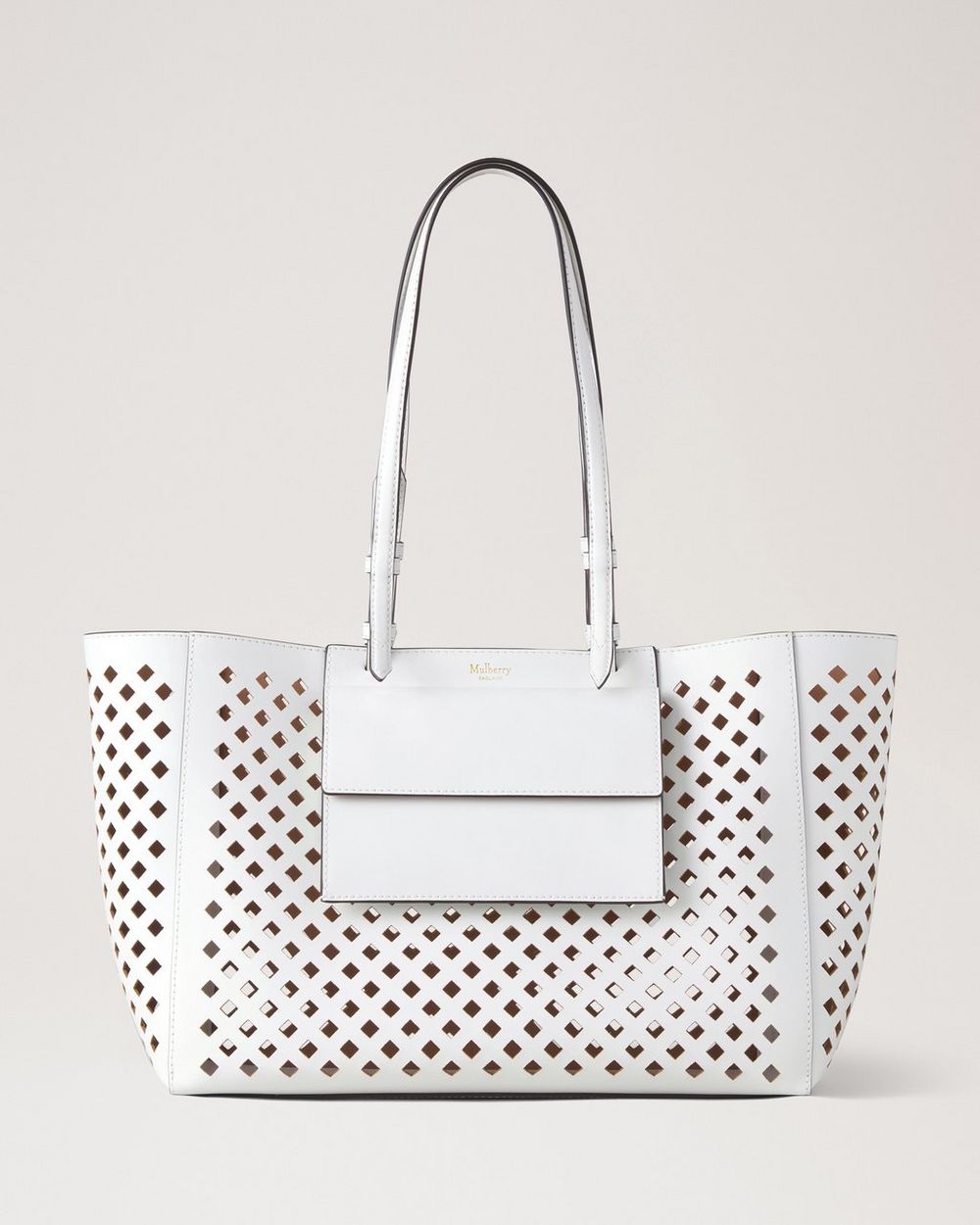 Mulberry | Perforated Tote - White Perforated Leather