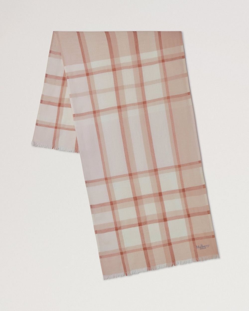 Mulberry | Mega Check Scarf - Cashmere Taupe & Eggshell Cashmere Blend
