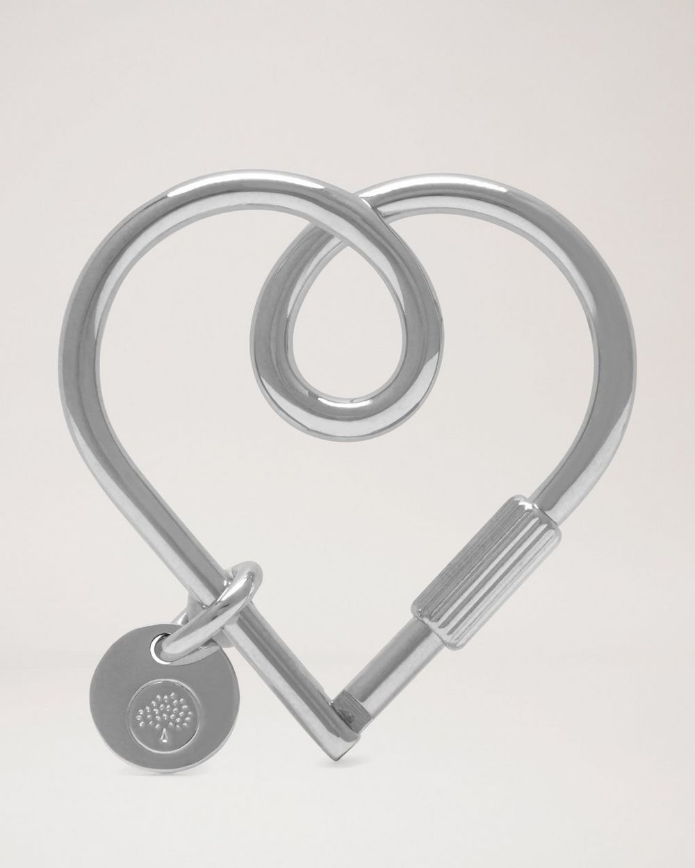 Mulberry | Looped Heart Keyring - Silver Zinc