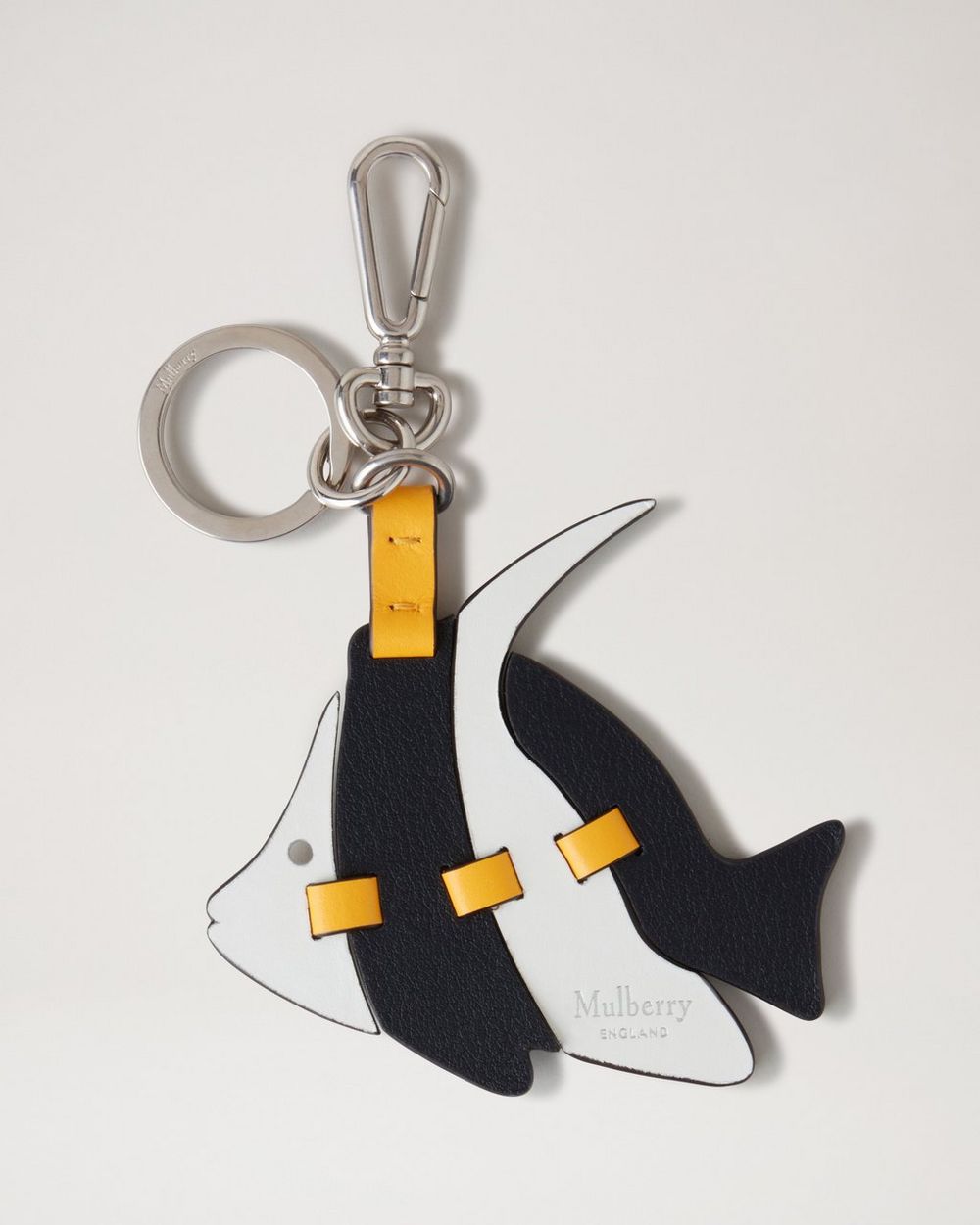 Mulberry | Puzzle Keyring - Angel Fish - Black, White & Double Yellow Mixed Material