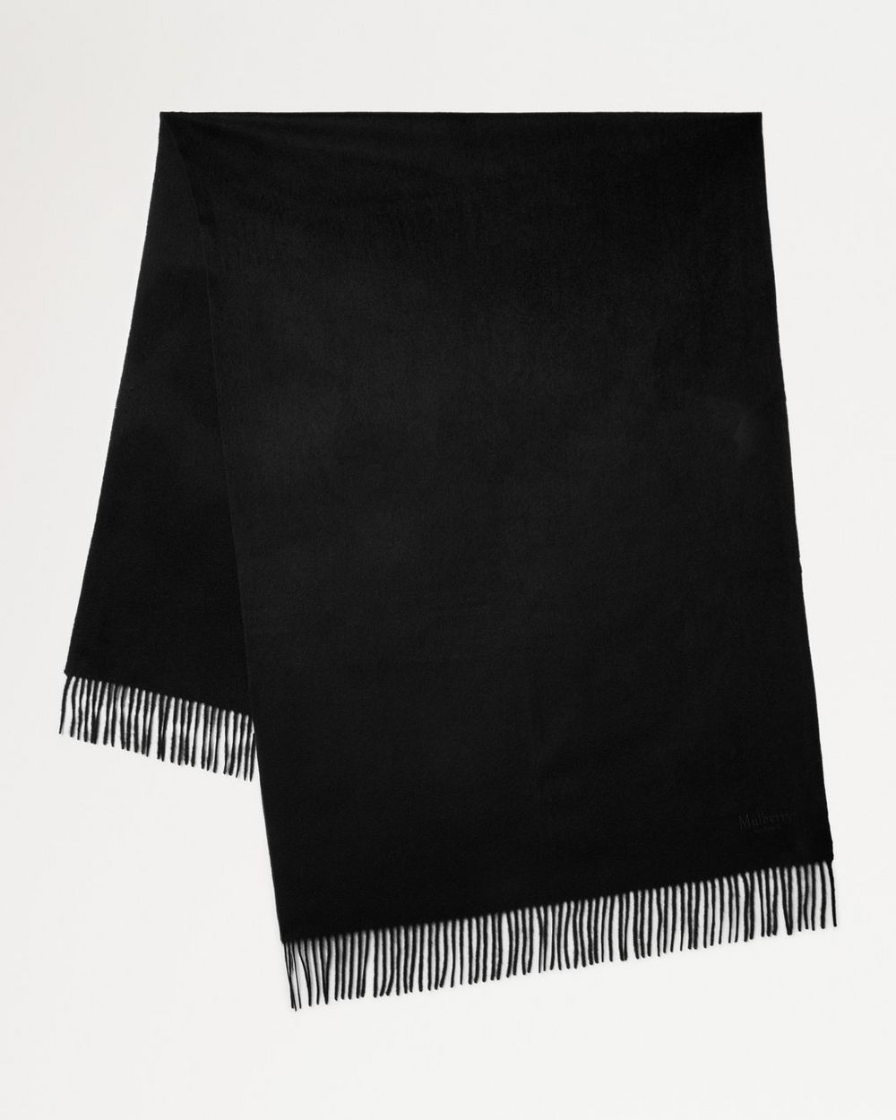 Mulberry | Solid Merino Wool Scarf - Black Merino Wool