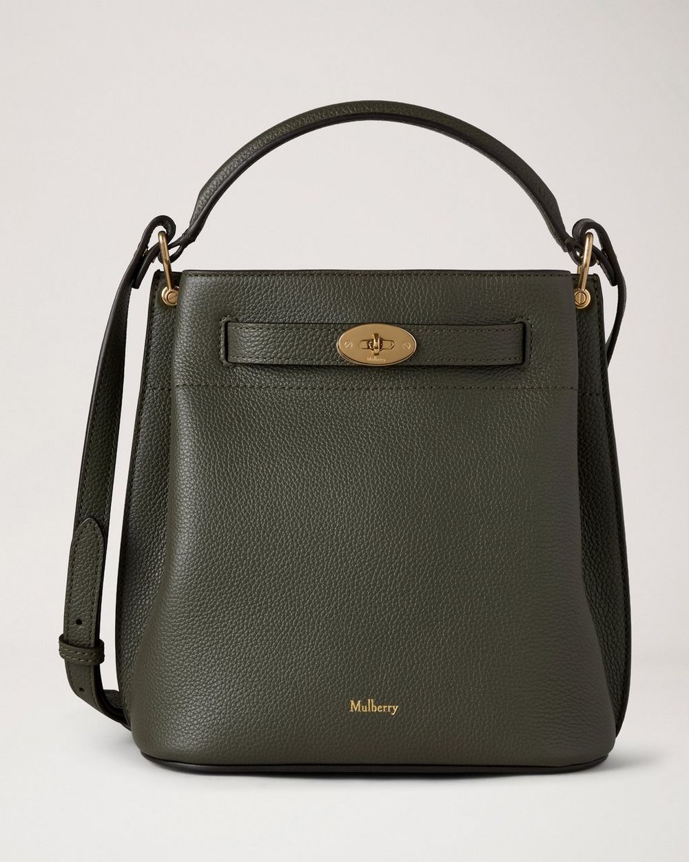 Mulberry | Islington Bucket - Juniper Green Small Classic Grain