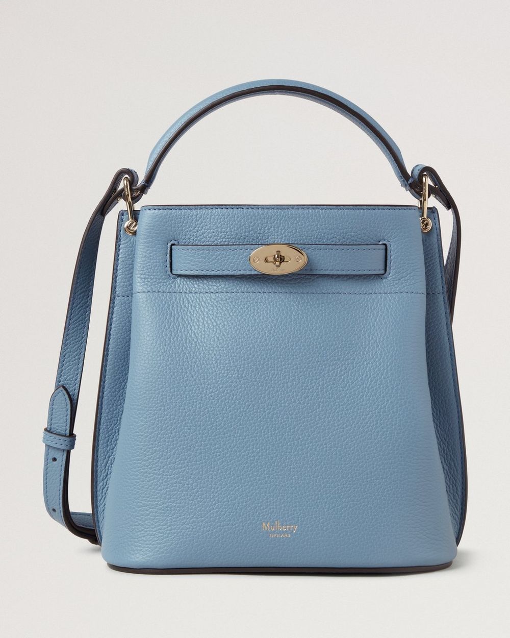 Mulberry | Islington Bucket - Brighton Blue Small Classic Grain