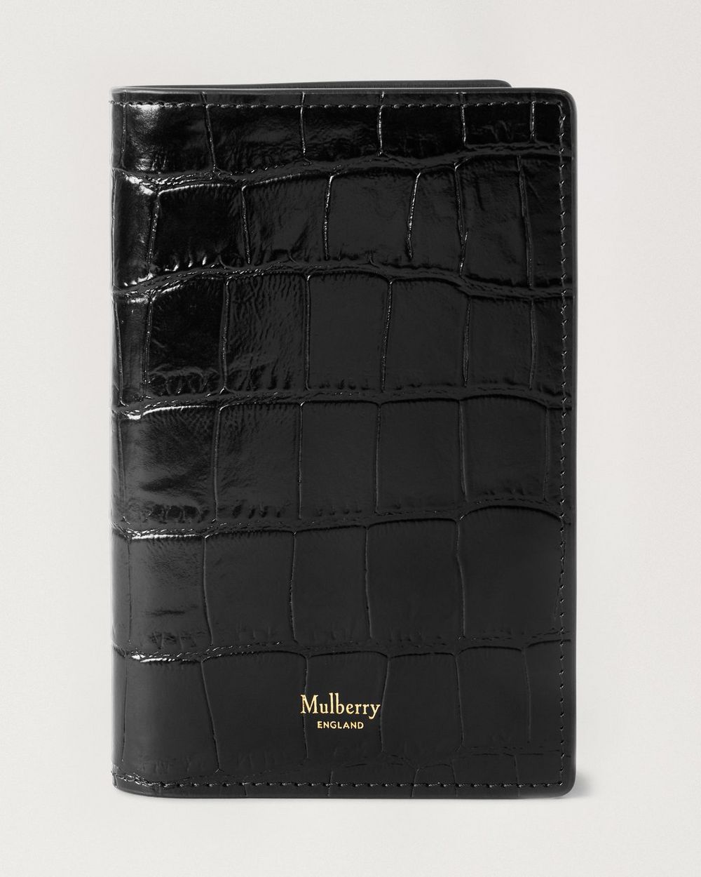 Mulberry | Passport Cover - Black Shiny Small Croc