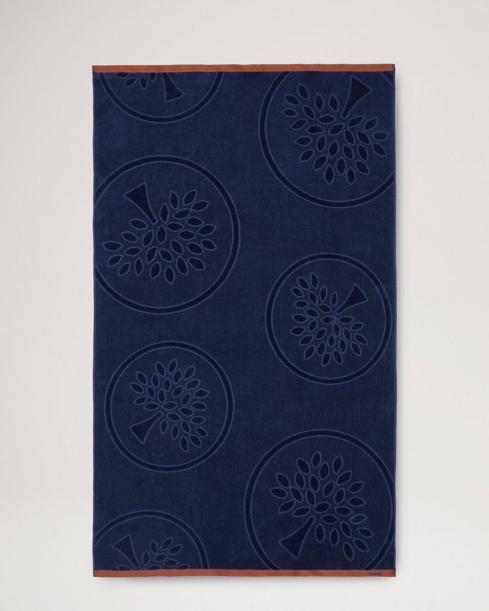 Mulberry | Mulberry Tree Jacquard Towel - Navy & Teak Cotton