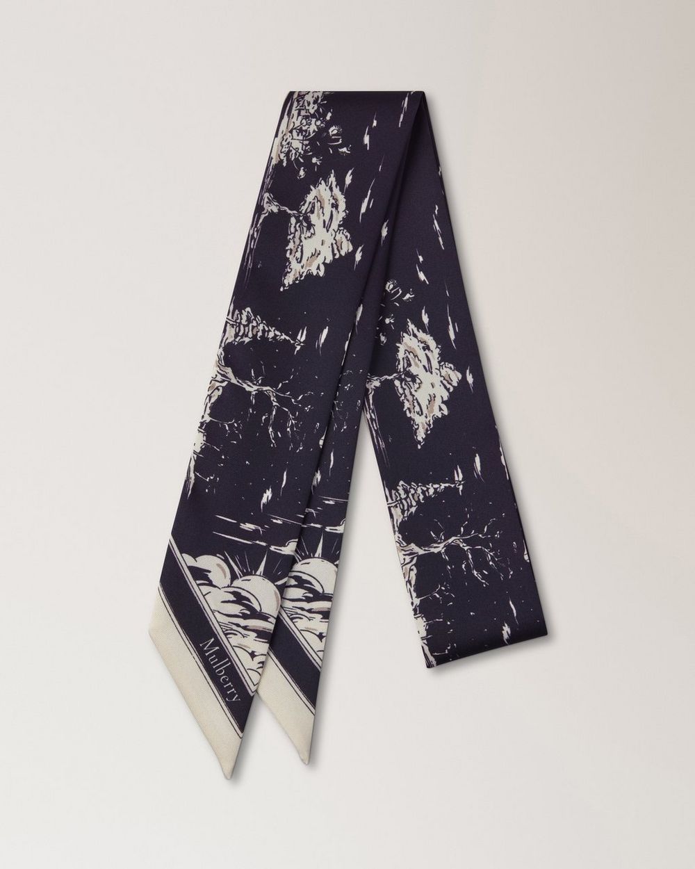 Mulberry | Skinny Scarf - British Park - Deep Aubergine Recycled Polyester