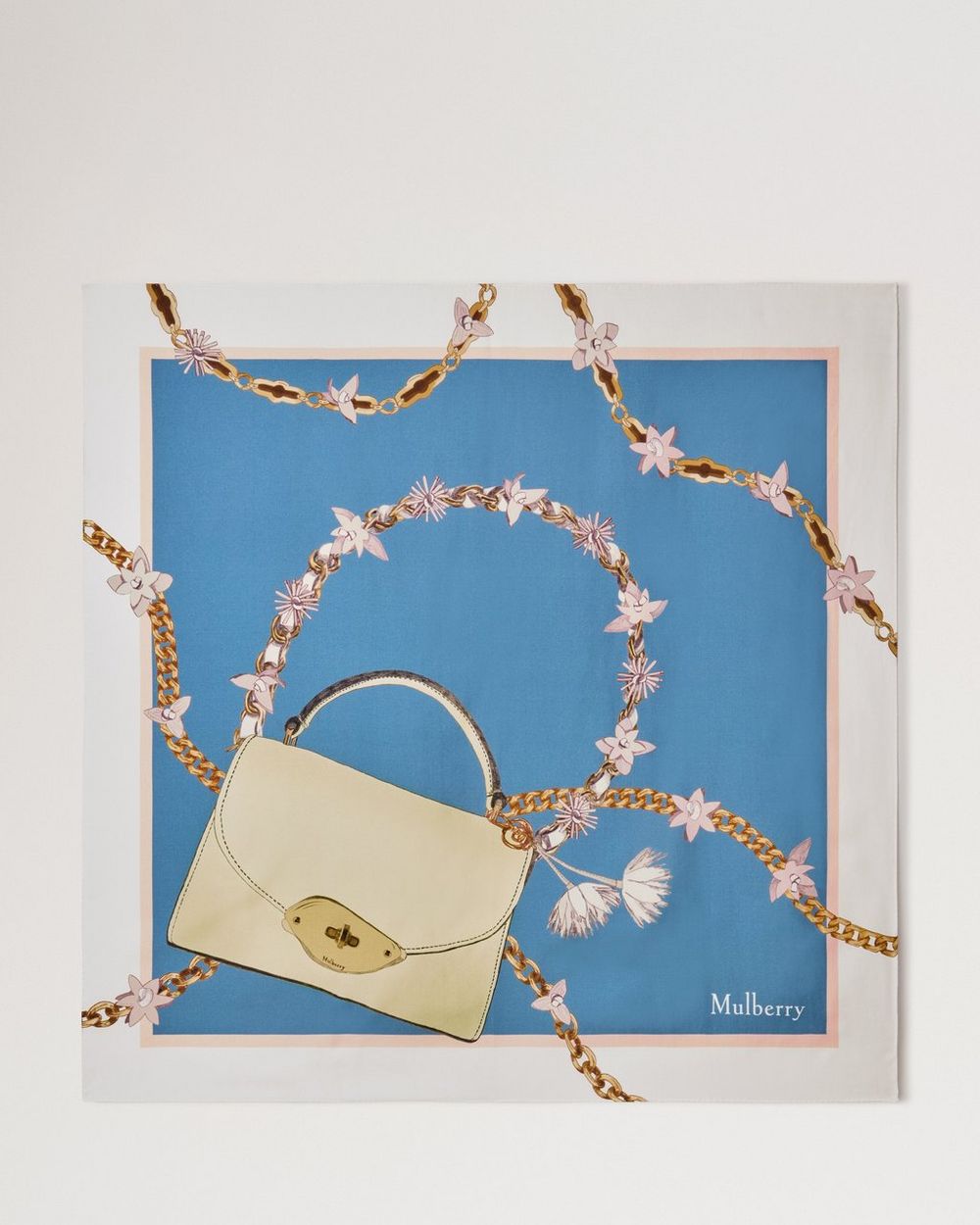 Mulberry | Lana Bag & Chains Square - Brighton Blue & Buttermilk Silk Twill