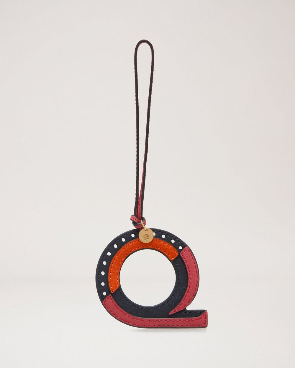 Mulberry | Tri-Colour Leather Keyring - Q - Midnight Silky Calf