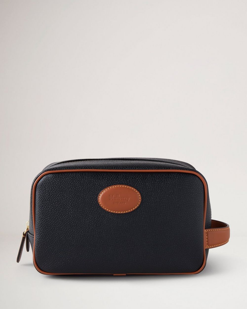 Mulberry | Heritage Wash Case - Black & Cognac Printed BioVeg Scotchgrain & Flat Calf