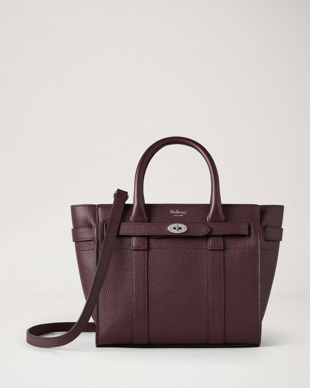 Mulberry | Mini Zipped Bayswater - Black Cherry Small Classic Grain