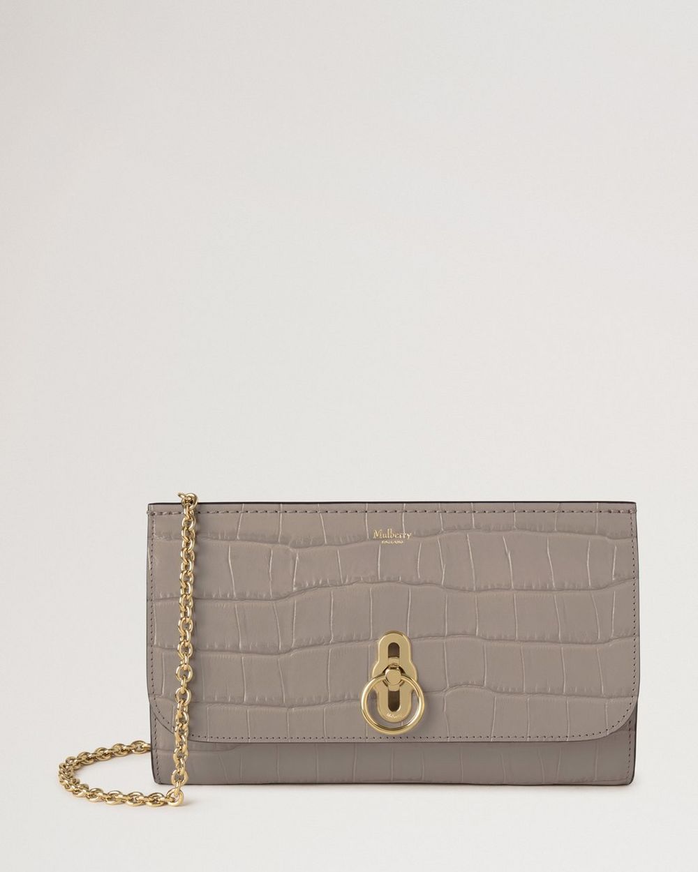 Mulberry | Amberley Clutch - Cashmere Taupe Shiny Small Croc