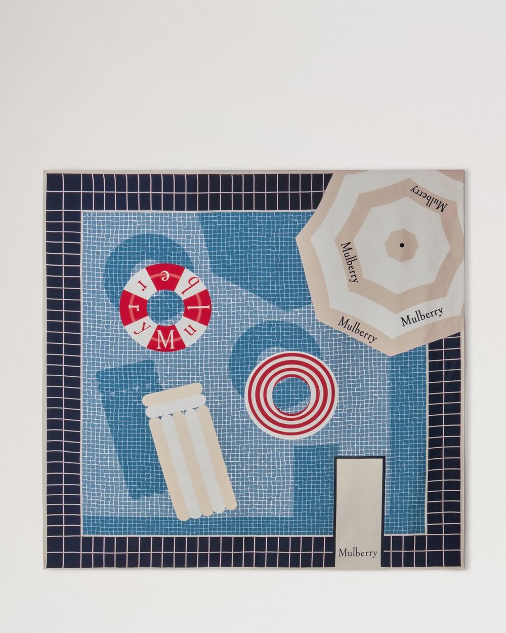 Mulberry | Summer Pool Square - Brighton Blue & Night Sky Silk Twill