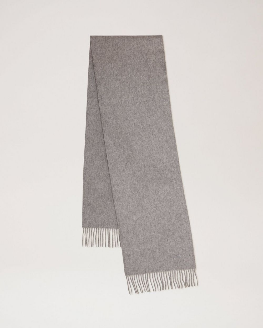 Mulberry | Small Solid Merino Wool Scarf - Light Grey Melange Merino Wool
