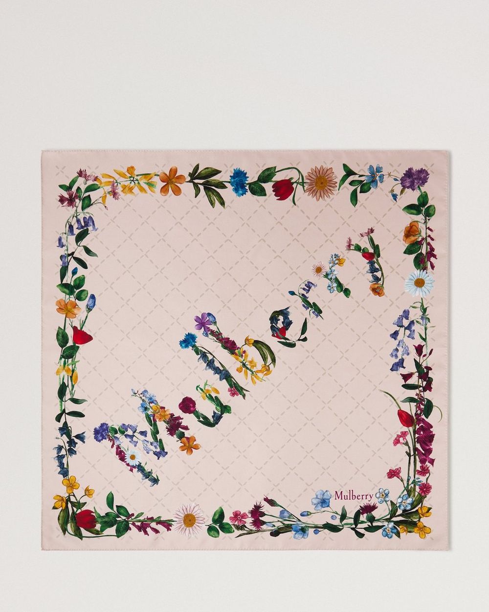 Mulberry | Wild Floral Square - Blossom Pink Silk Twill