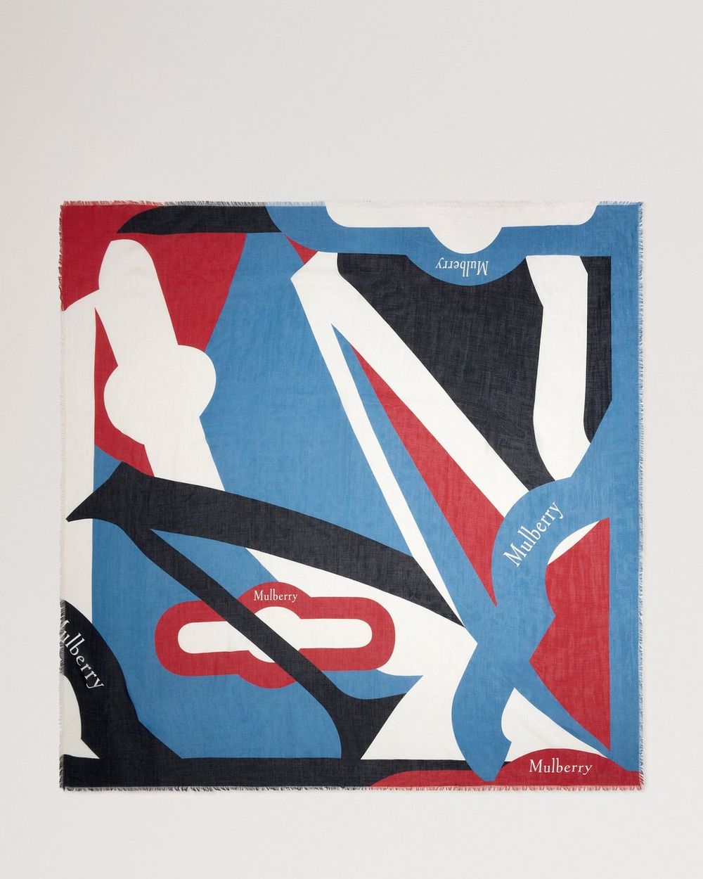 Mulberry | Colour Block Square Scarf - Brighton Blue & Night Sky Cashmere Blend