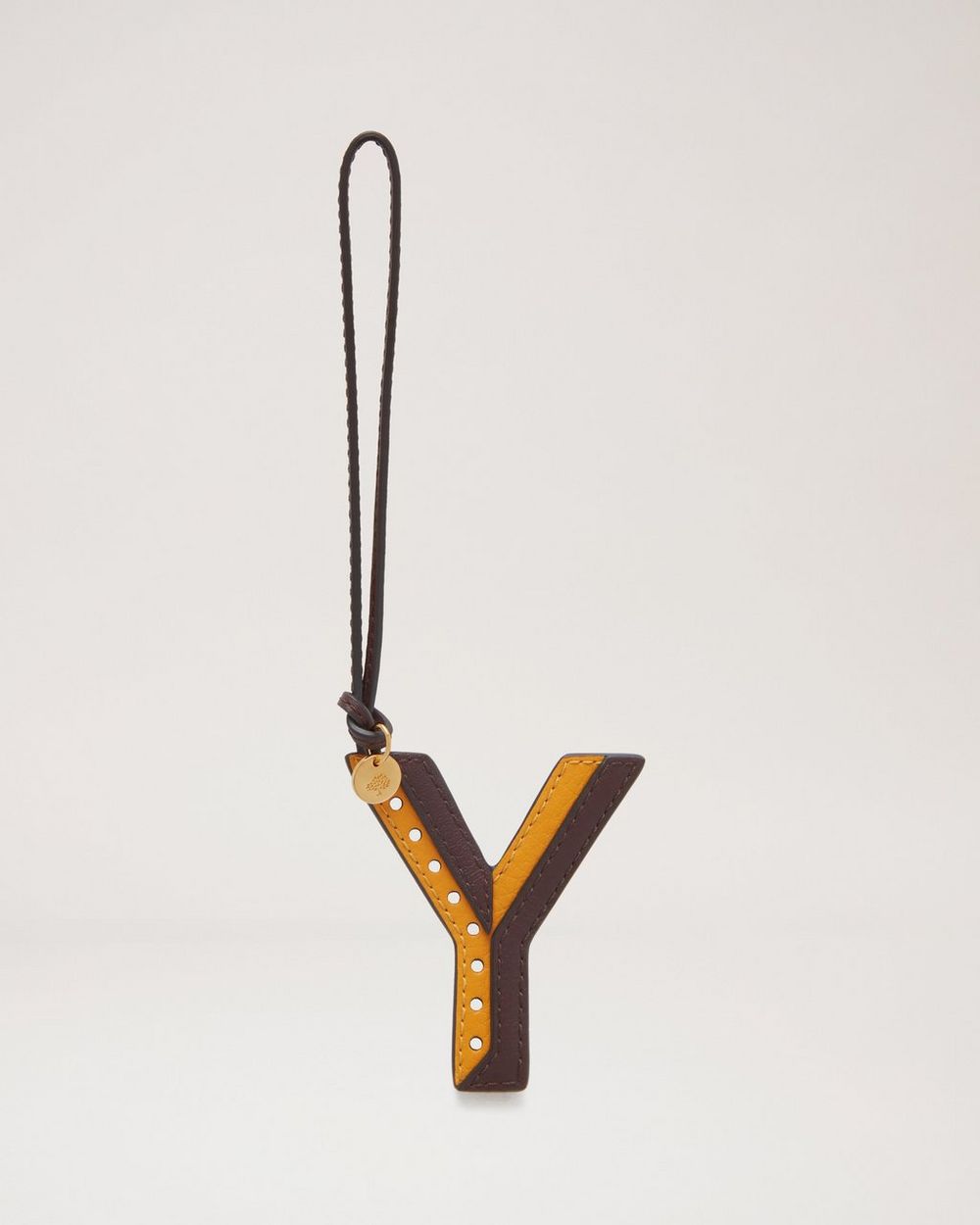 Mulberry | Bi-Colour Leather Keyring - Y - Deep Amber Silky Calf