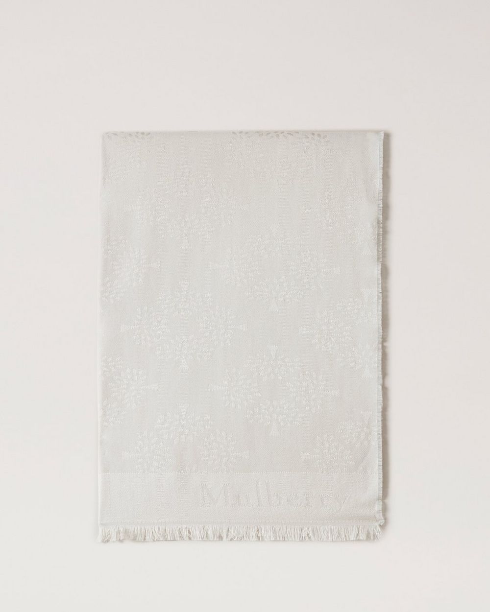Mulberry | Mulberry Tree Rectangular Scarf - Cream Cotton Silk Blend