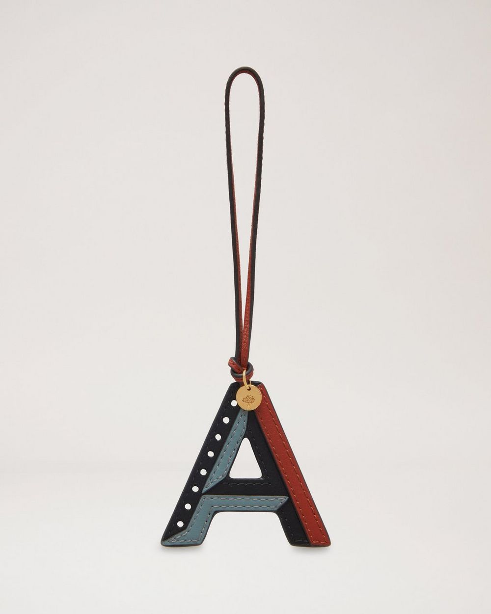 Mulberry | Tri-Colour Leather Keyring - A - Black Silky Calf
