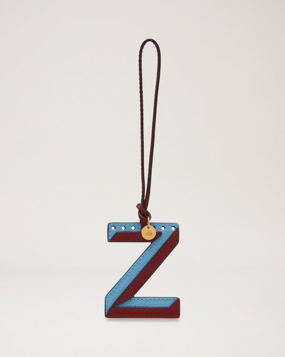 Mulberry | Bi-Colour Leather Keyring - Z - Pale Slate Silky Calf