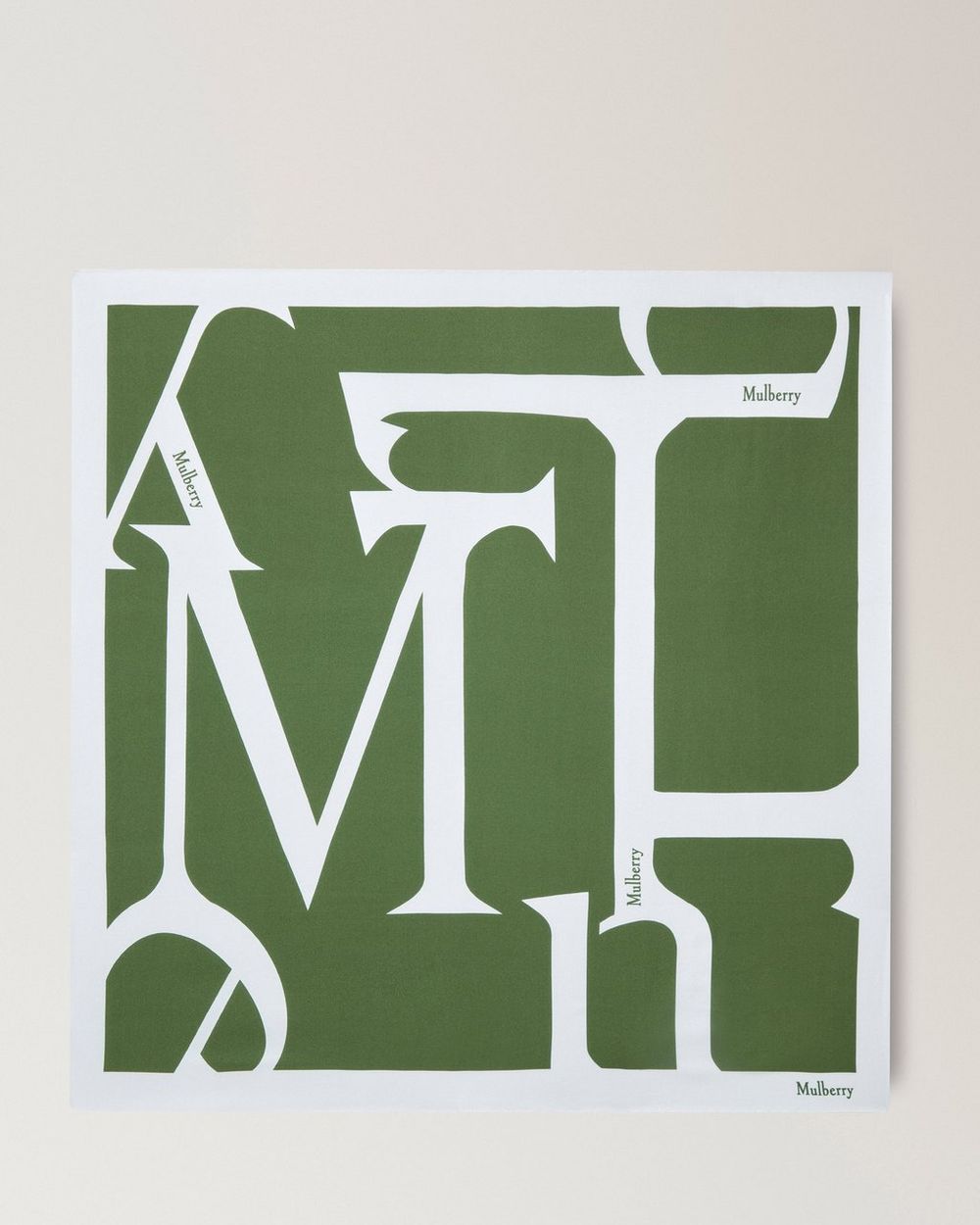 Mulberry | Mulberry Lettering Square - Fern & Eggshell Silk Twill