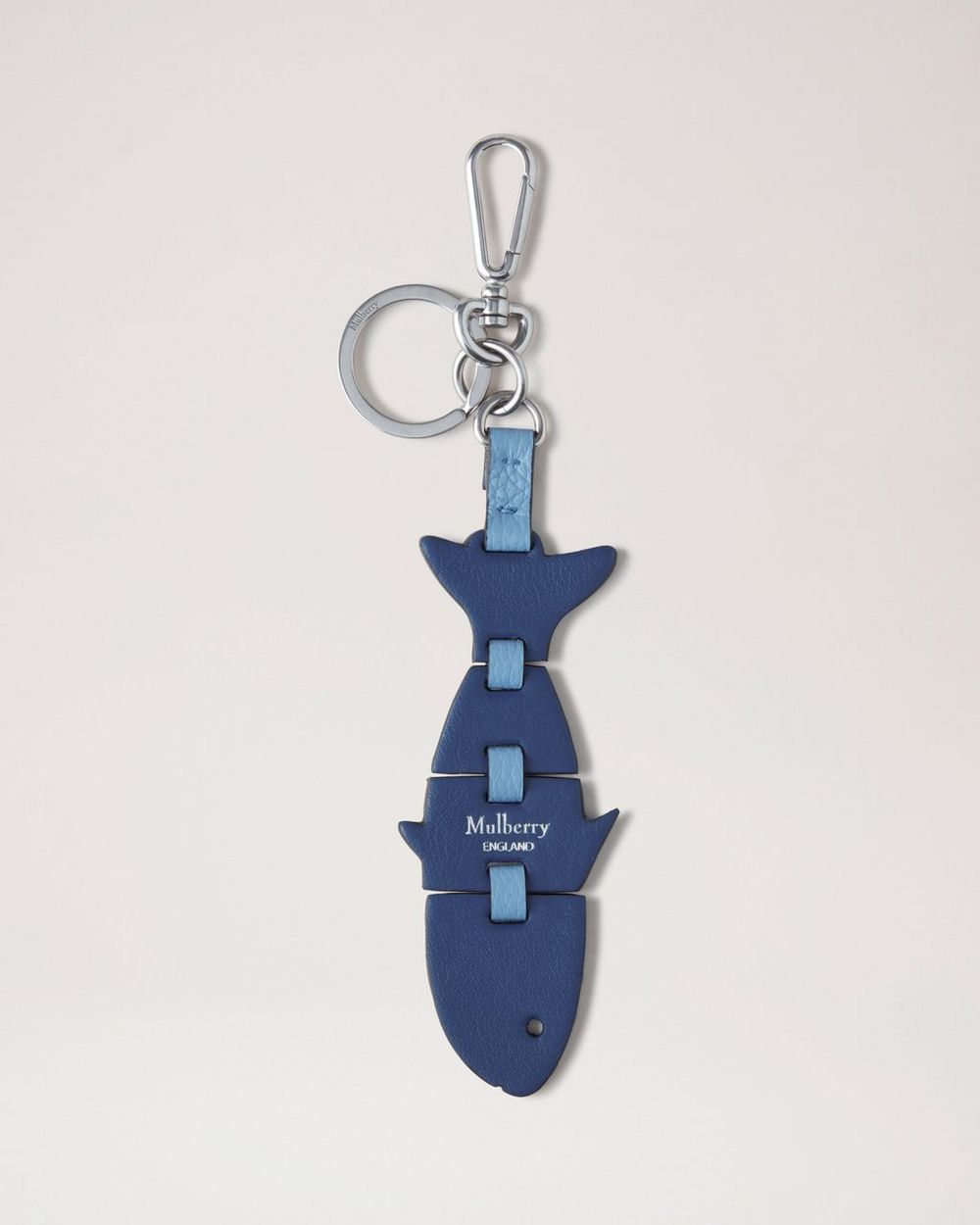 Mulberry | Puzzle Keyring - Fish - Pale Navy Silky Calf