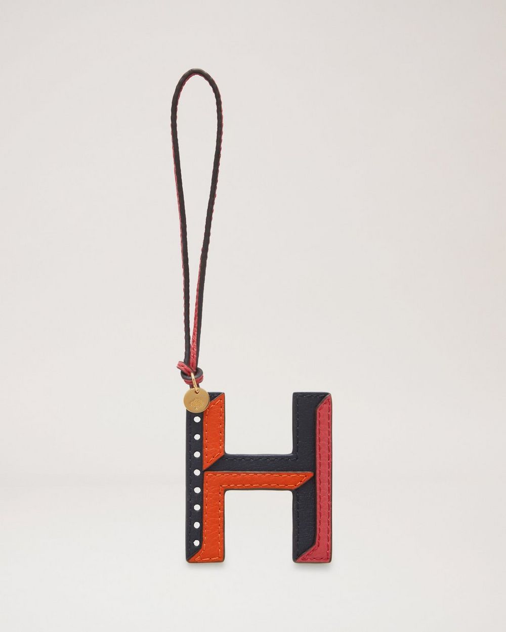 Mulberry | Tri-Colour Leather Keyring - H - Midnight Silky Calf