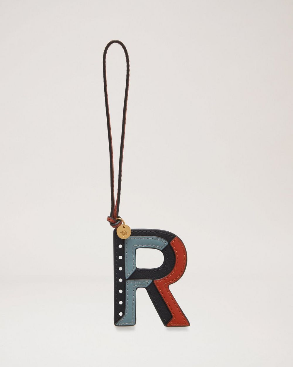 Mulberry | Tri-Colour Leather Keyring - R - Black Silky Calf