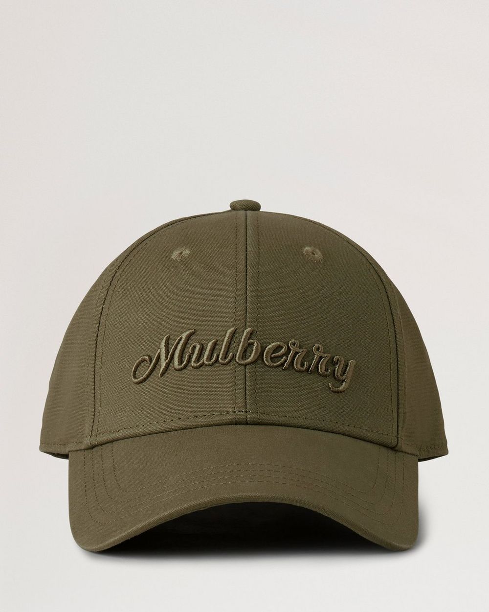Mulberry | Logo Embroidered Baseball Cap - Linen Green Cotton