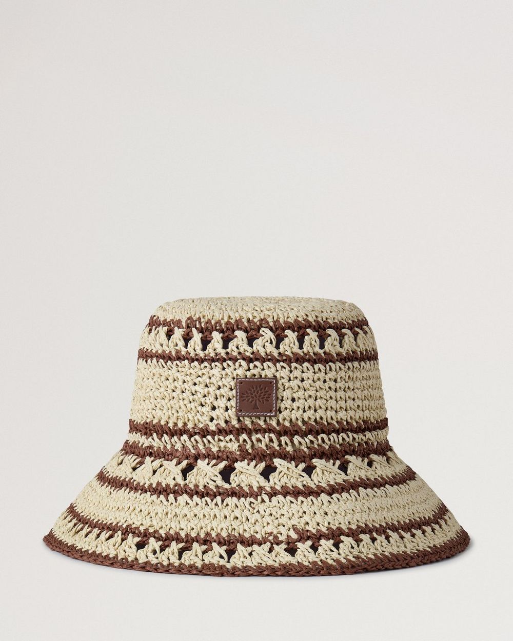 Mulberry | Crochet Bucket Hat - Beige & Oak Paper Raffia
