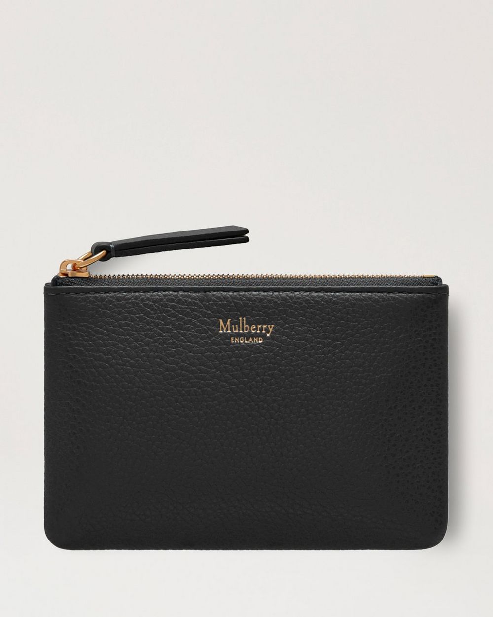 Mulberry | Small Zip Coin Pouch - Black Small Classic Grain