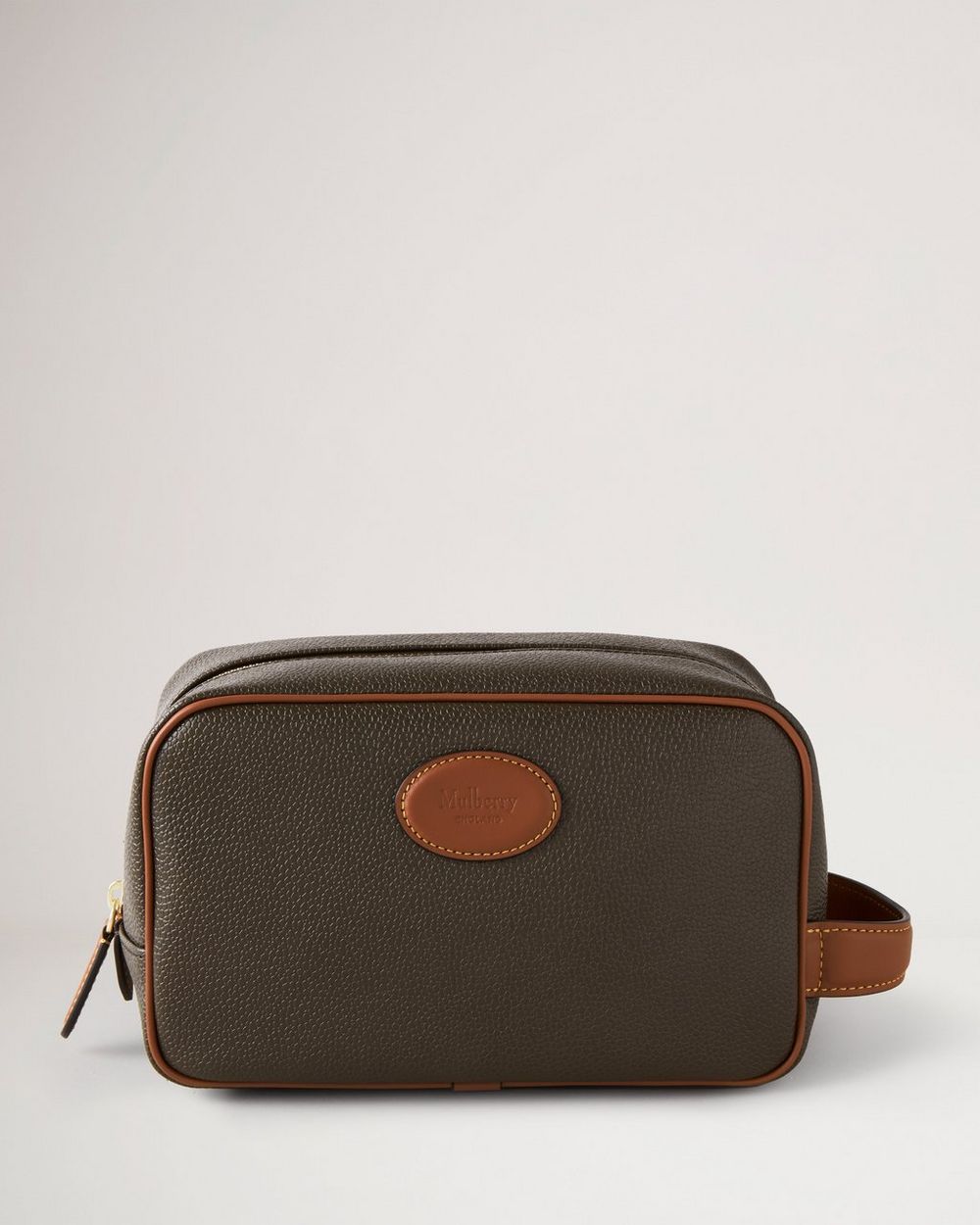 Mulberry | Heritage Wash Case - Mole & Cognac Printed BioVeg Scotchgrain & Flat Calf