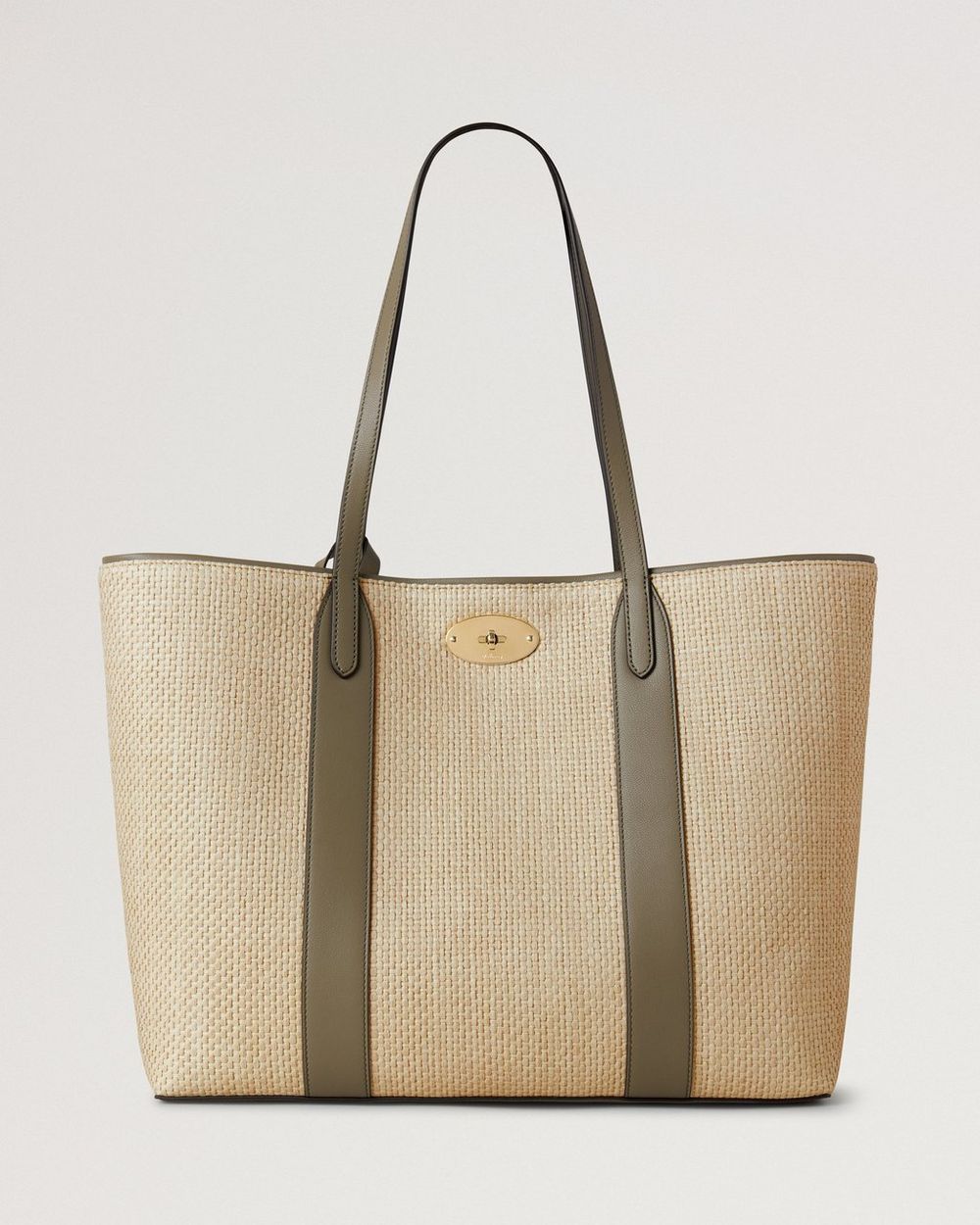 Mulberry | Bayswater Tote - Linen Green & Natural Raffia & Leather