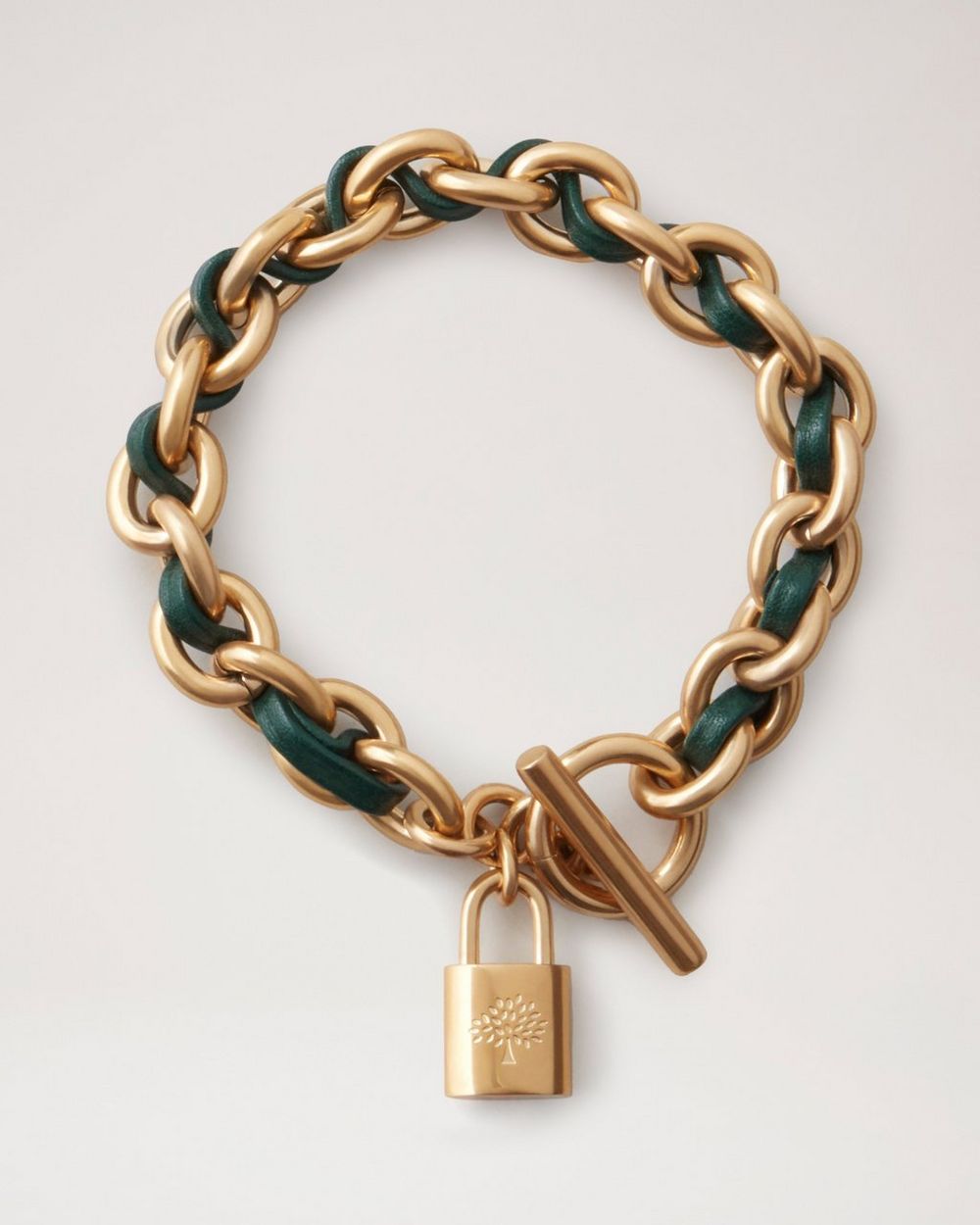 Mulberry | Lily Leather Chain Bracelet - Mulberry Green Leather & Metal