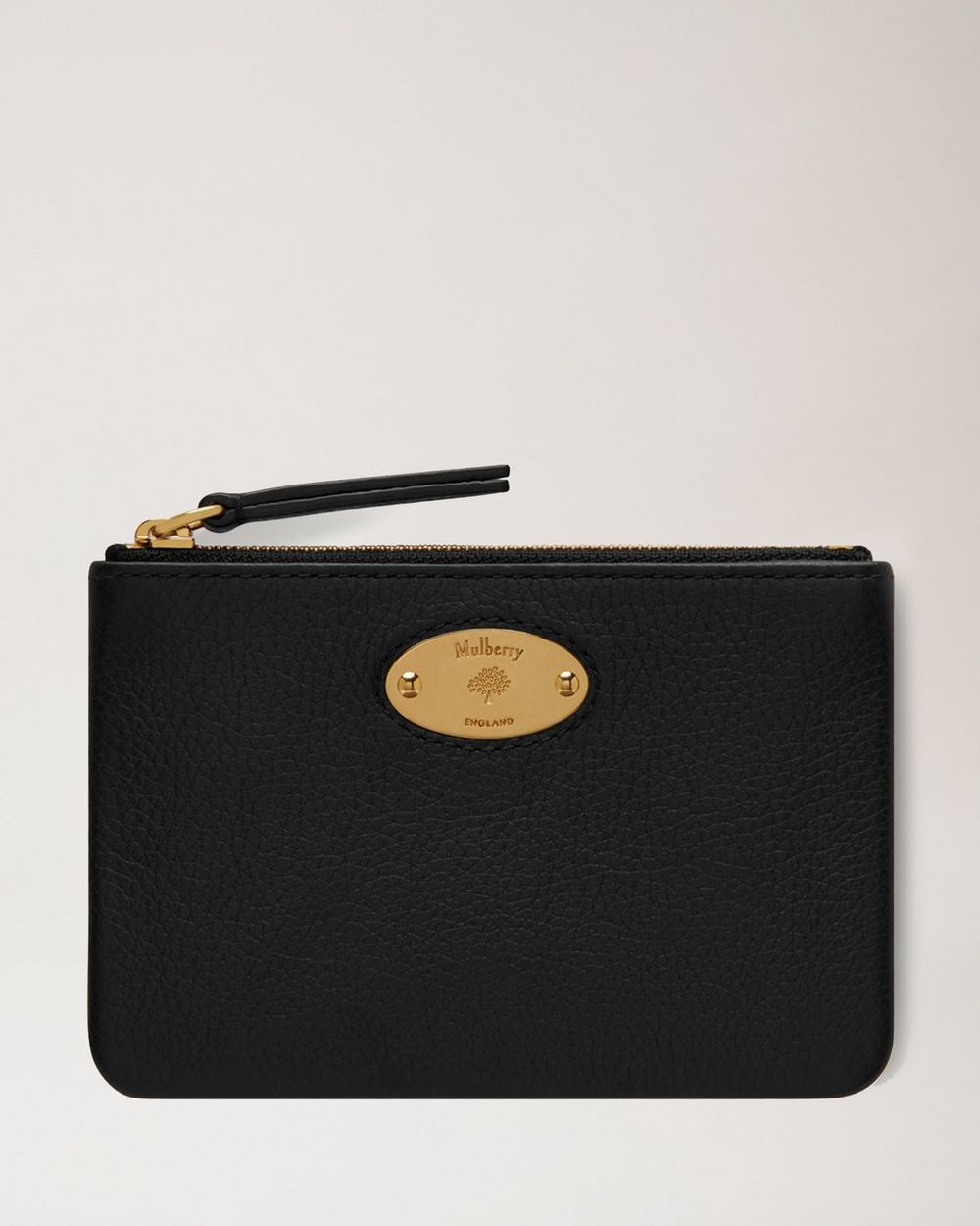 Mulberry | Mulberry Plaque Small Zip Coin Pouch - Black Small Classic Grain