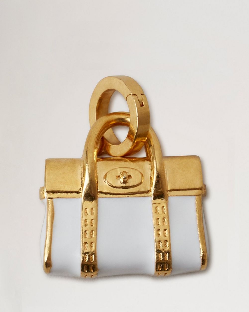 Mulberry | Enamel Bayswater Charm - White & Gold Mixed Material