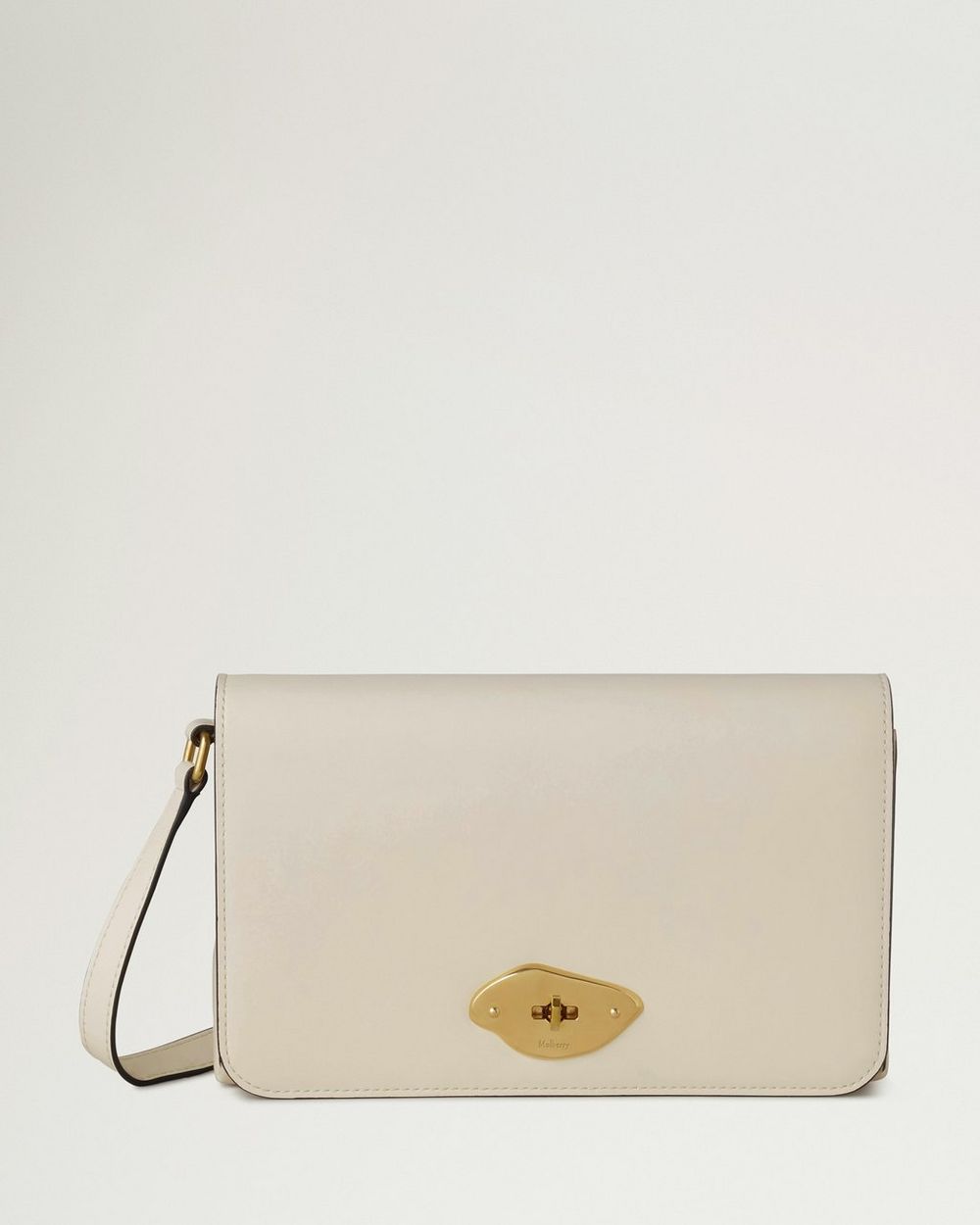 Mulberry | Lana Wallet on Strap - Eggshell High Gloss Leather