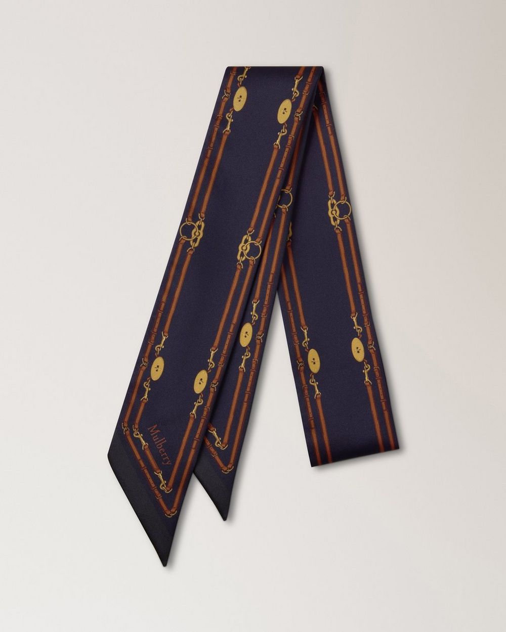 Mulberry | Skinny Scarf - Belted Boarder - Deep Aubergine Recycled Polyester