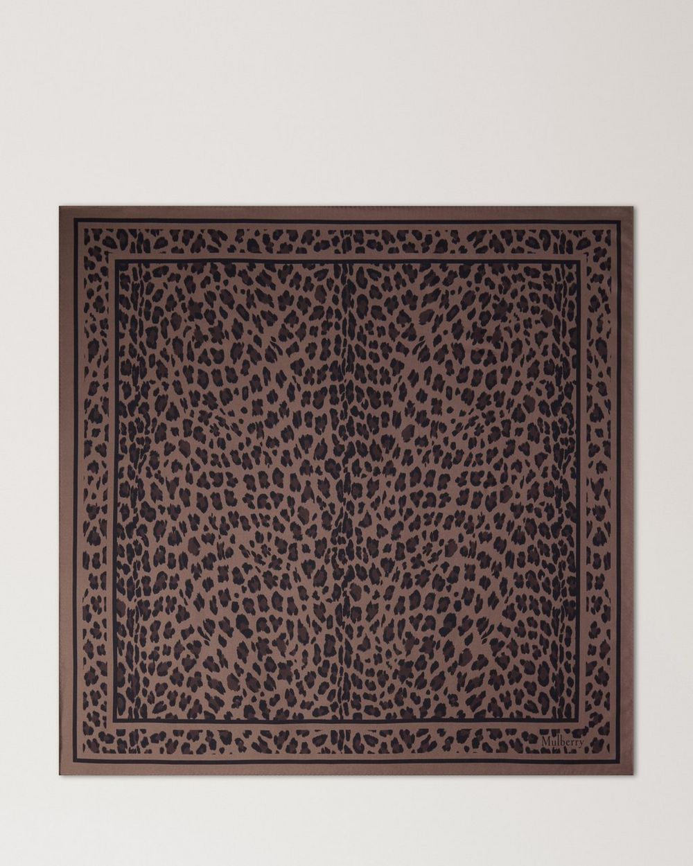 Mulberry | Square Scarf - Leopard - Ebony Silk Twill