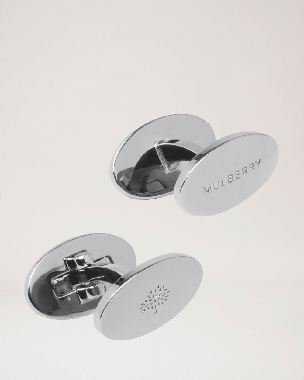 Mulberry | Oval Reversible Cufflinks - Silver Stamped Brass