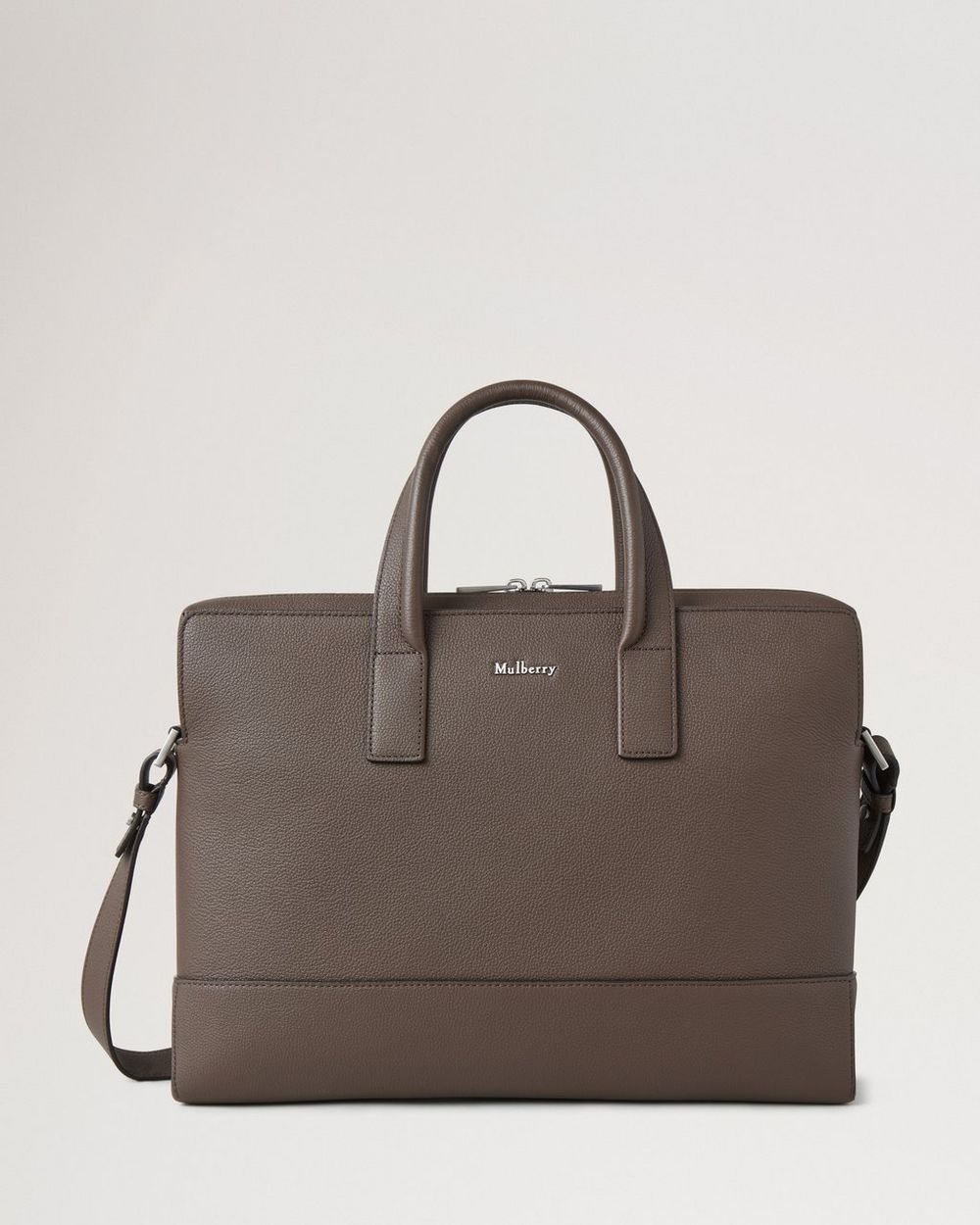 Mulberry | Farringdon Briefcase - Taupe Brown Small Pebble Grain
