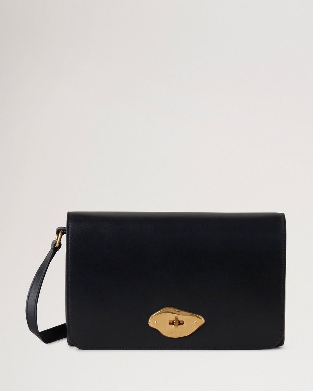 Mulberry | Lana Wallet on Strap - Black High Gloss Leather