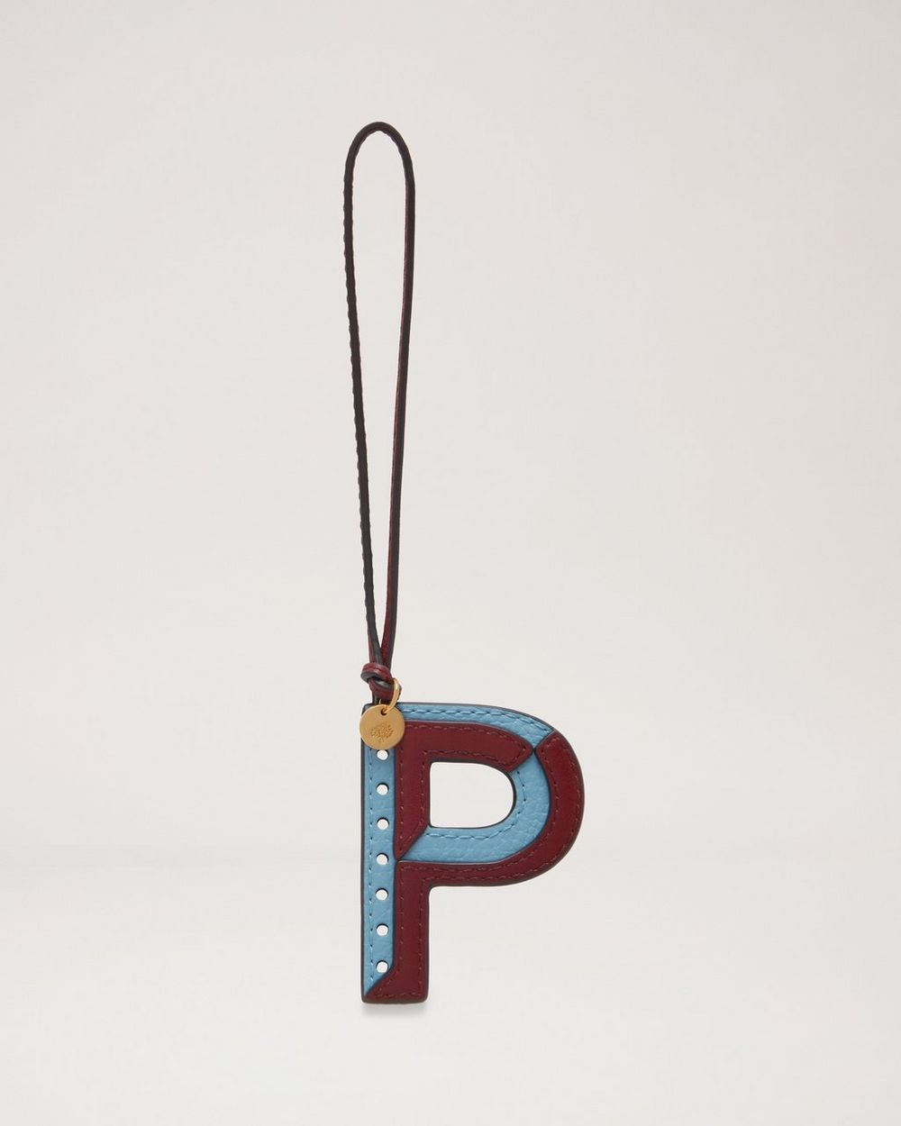 Mulberry | Bi-Colour Leather Keyring - P - Pale Slate Silky Calf