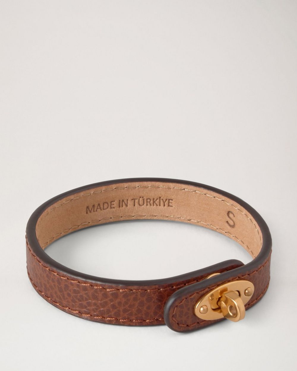 Mulberry | Bayswater Thin Bracelet - Oak Small Classic Grain & Brass