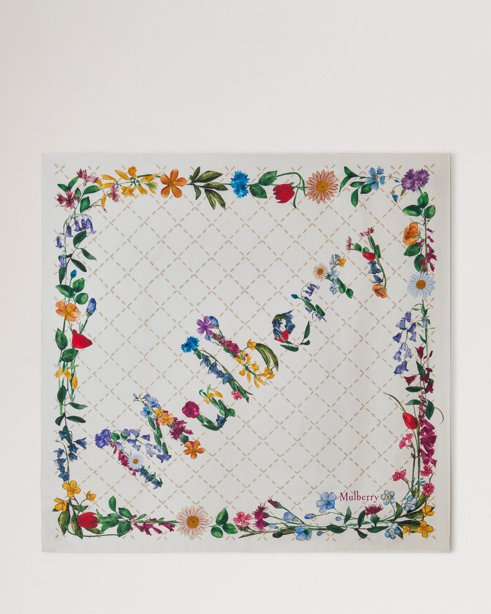 Mulberry | Wild Floral Square - Eggshell Silk Twill