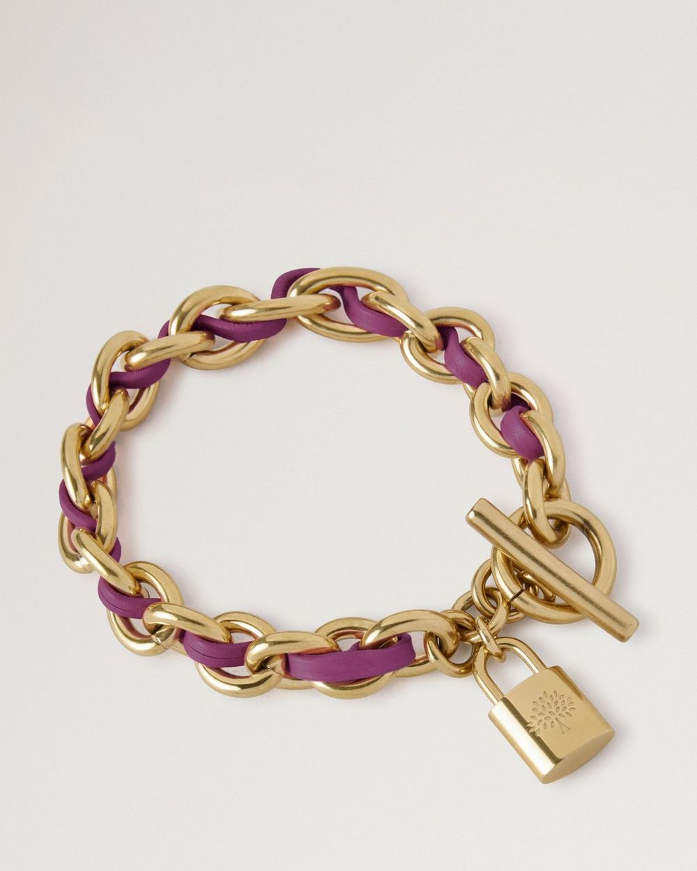 Mulberry | Lily Leather Chain Bracelet Medium - Orchid Bloom Small Classic Grain & Plated Stainless Steel