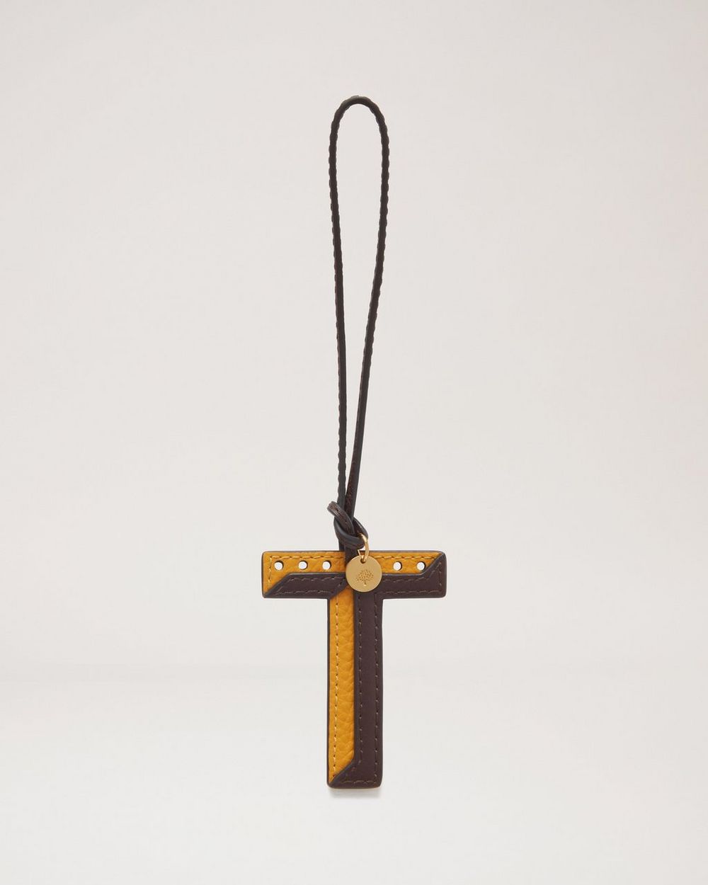 Mulberry | Bi-Colour Leather Keyring - T - Deep Amber Silky Calf