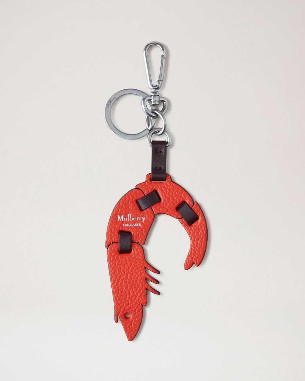 Mulberry | Puzzle Keyring - Shrimp - Coral Orange Small Classic Grain
