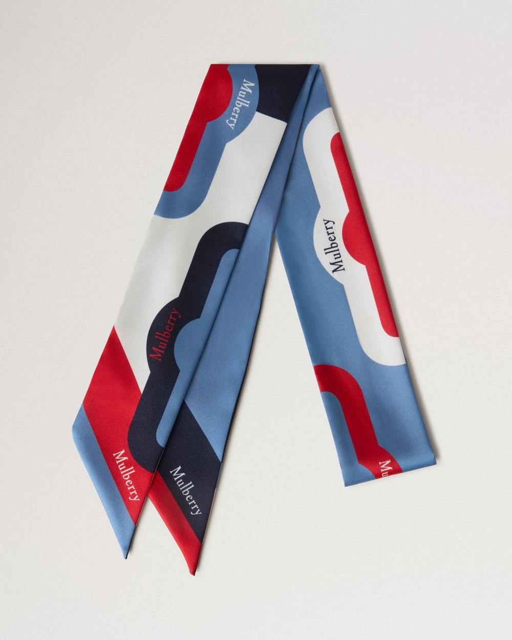 Mulberry | Skinny Scarf - Colour Block - Brighton Blue & Night Sky Recycled Polyester