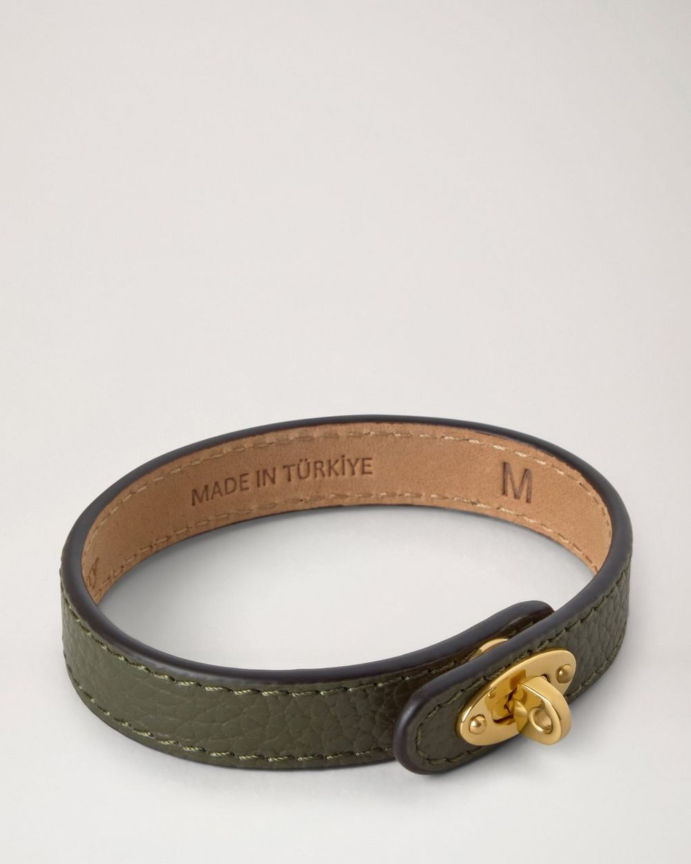 Mulberry | Bayswater Thin Bracelet - Juniper Green Small Classic Grain & Brass